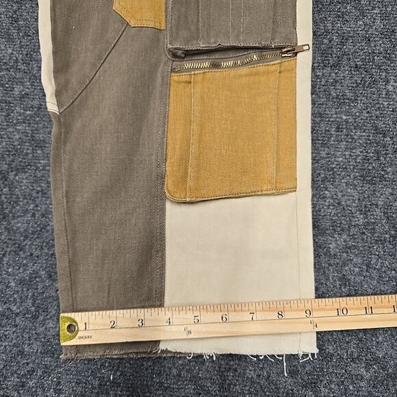 Oli & Hali Patchwork Paperbag Cargo Pants M Boho Utility Earthy Mineral Wash - Picture 13 of 16